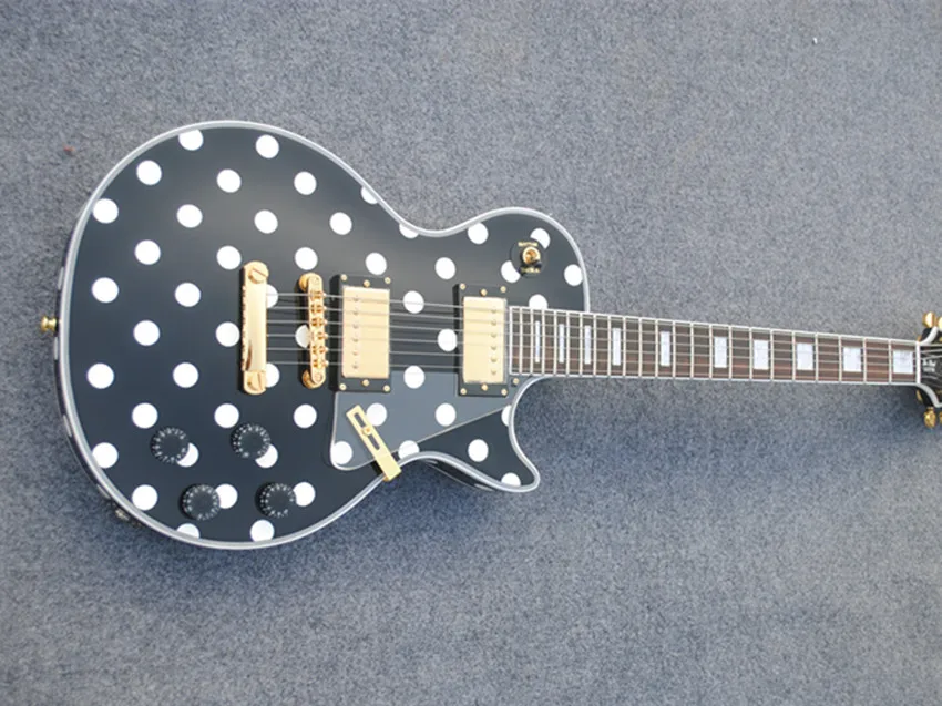 Пользовательские LP Черный и Белый Декоративные Archtop Электрогитары Одежда