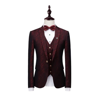 Свадебное платье костюмы для мужчин Slim Fit 3 шт комплект (пиджак + жилет брюки) 3XL