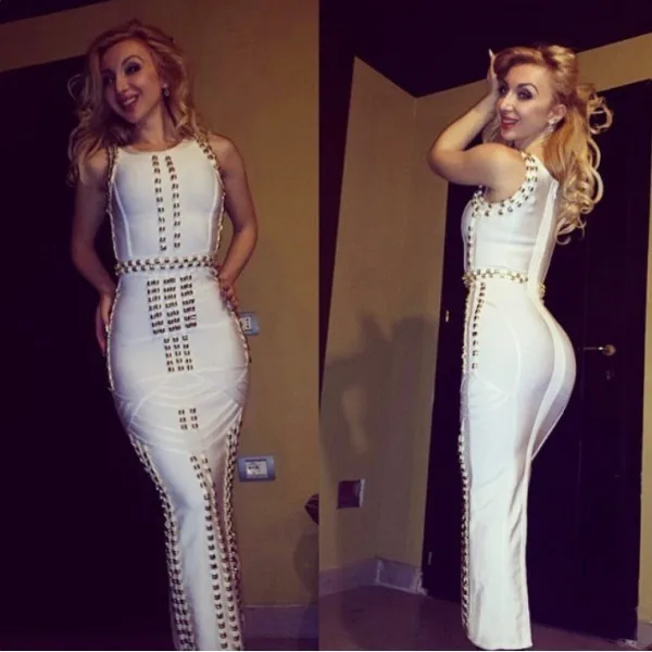 Оптовая продажа новое длинное платье Черное и белое с бисером облегающее