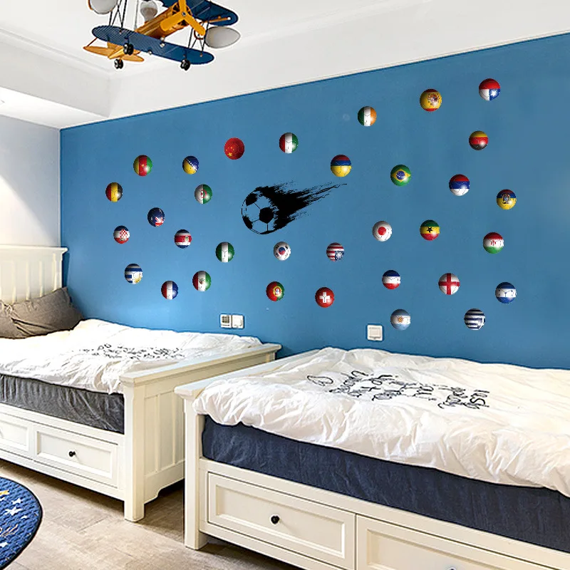 Кубок мира флаг шаблон наклейки футбол 3D стерео эффект украшение для комнаты