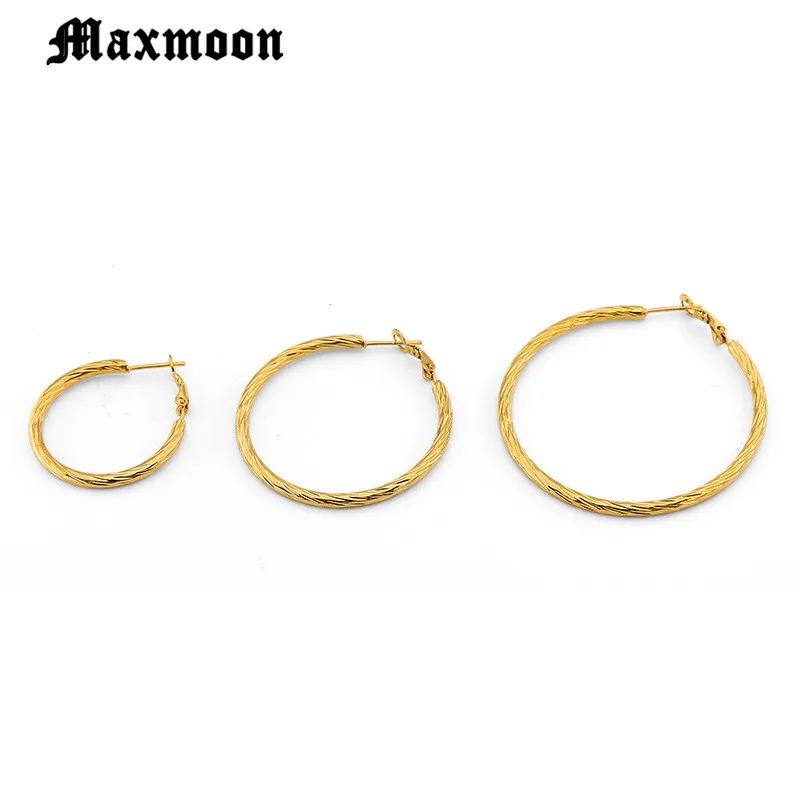 Серьги-кольца Maxmoon женские из нержавеющей стали простые большие круглые