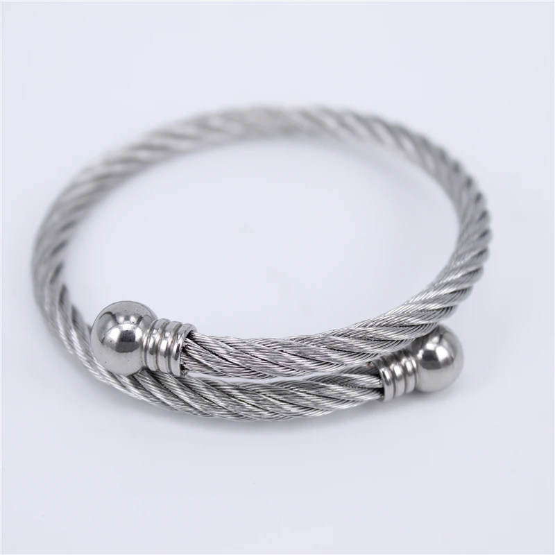 Посеребренный Wholesale Factory Price Three styles Adjustable Open Cuff Men Women Bracelets Trendy Stainless Steel Simple Bangles LH752 - Окраска металла: Посеребренный