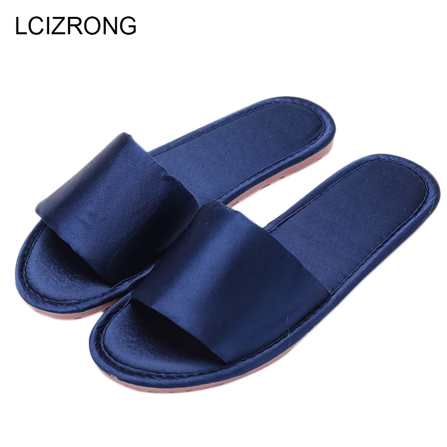 Сатиновые домашние тапочки LCIZRONG для женщин модные однотонные на плоской подошве