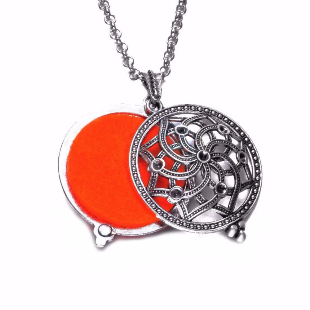 

10pcs Charms Pendant Lotus Pattern Perfume Aroma Magnet Pendant Necklace With Foam Pad Link Chain 80cm Length DZ1817
