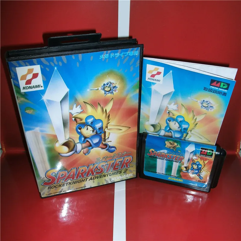 Sparkster 2 Япония крышка с коробкой и руководством для Sega Megadrive игровой консоли 16 бит