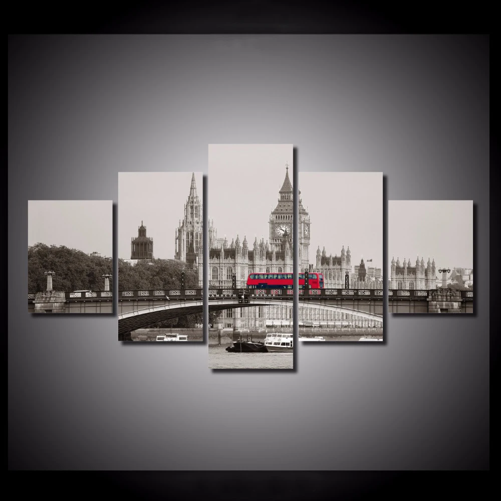 

5 Pieces/set Red bus Abstract Art Wall Art Paintings Picture Print on Canvas for Home Decoration Wall Art Picture