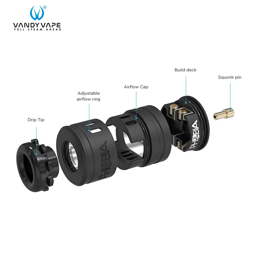 Vandy Vape Phobia V2 RDA атомайзер 1 мл емкость вейпер для электронной сигареты бак одной и