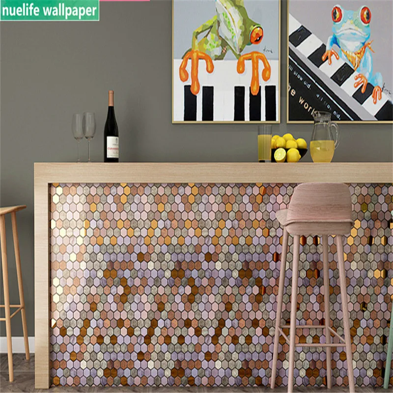 

4pcs Hexagon Mosaic Wall Sticker Moistureproof Waterproof Living Room Bedroom Bathroom shop TV Background 3D Wall Sticker
