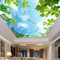 blue sky white clouds green leaves ceiling murals wallpaper living room bedroom ceiling decoration mural custom photo wall paper