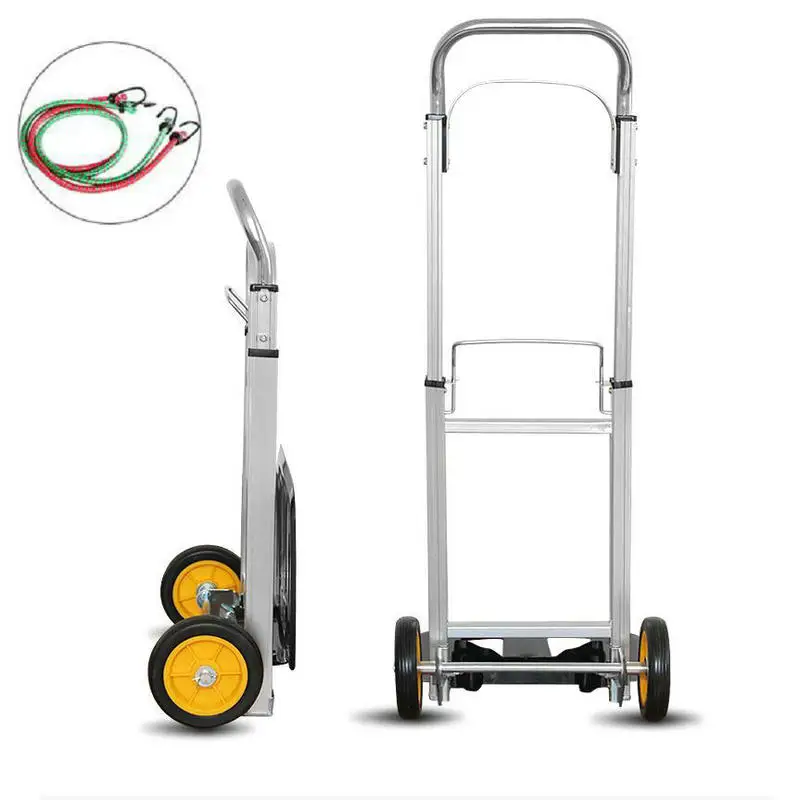 

HQ TT01 100KGS Heavy Duty Foldable Hand Trolley Truck Aluminium Hand Cart Warehouse Wheel Barrow Lifter with PU Casters