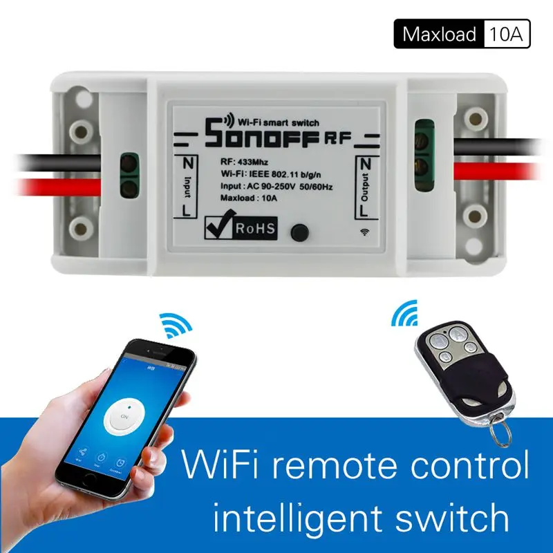 SONOFF RF WiFi беспроводной выключатель прерыватель 433 МГц RF приемник Интеллектуальный DIY пульт дистанционного управления для умного дома 10A