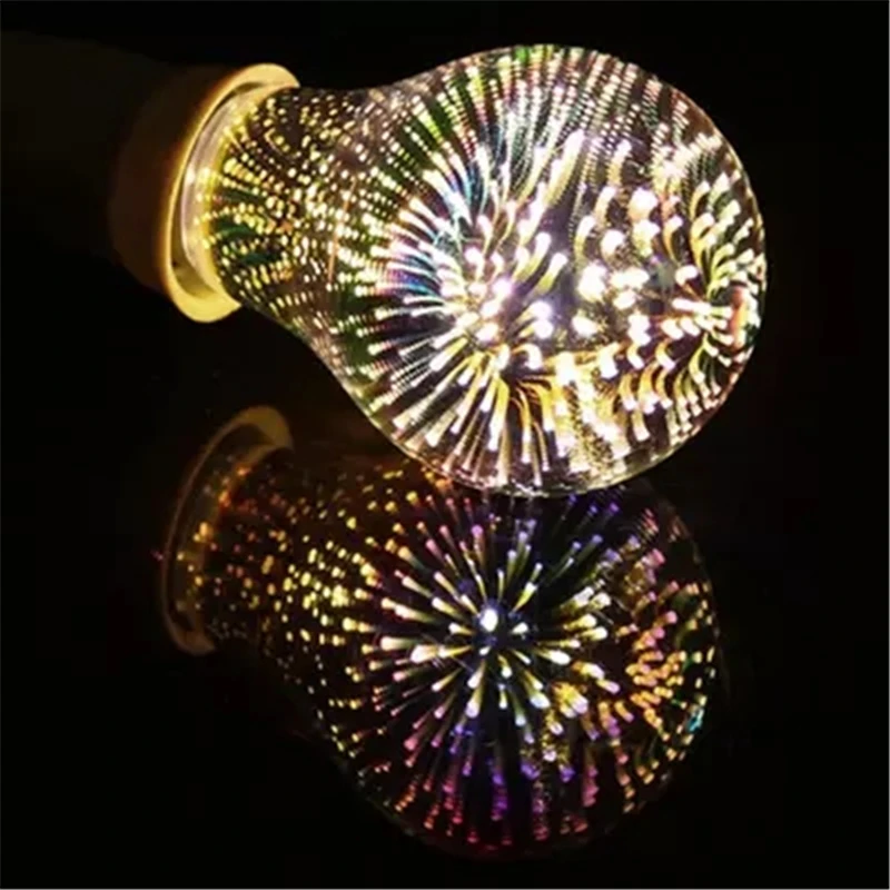 220V E27 Led Bulb 3D Fireworks Decorative A60 ST64 G80 G95 Vintage Edison Night Light For Party And Christmas Decoration Освещение