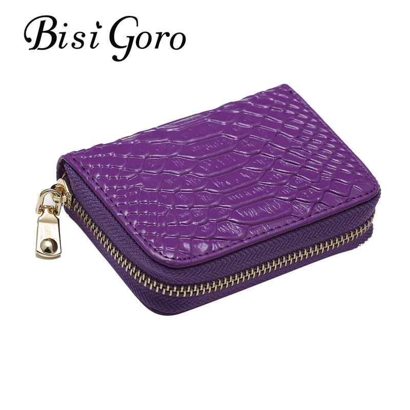 

BISI GORO Genuine Leather 2021 Unisex ID Card Holder 13 Holders Card Wallet Business Protector Organizer Credit Card Alligator