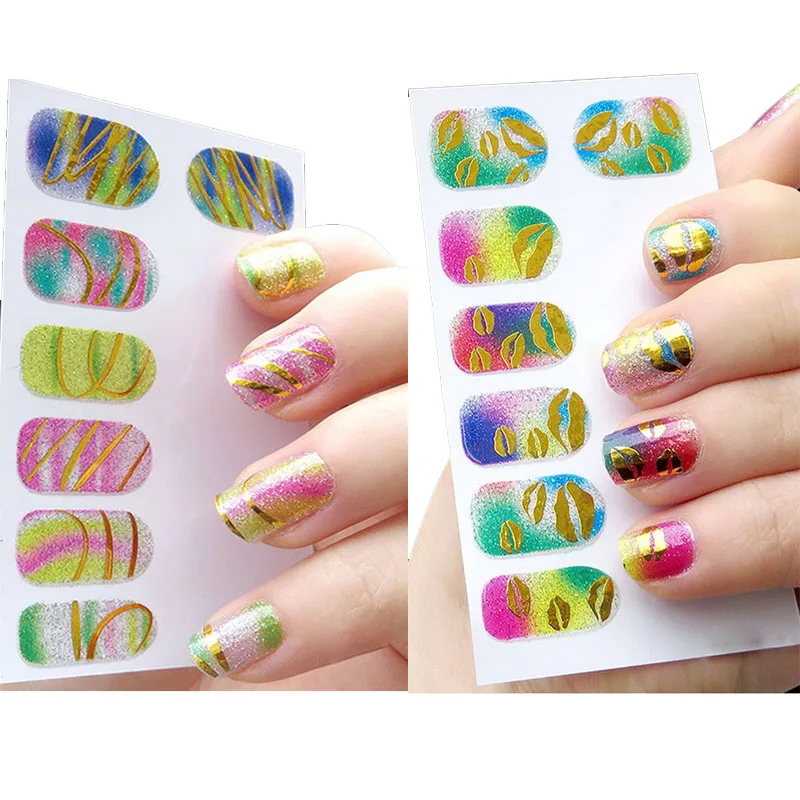 Наклейки для ногтей Bittb beauty цветные золотые и серебряные наклейки маникюра