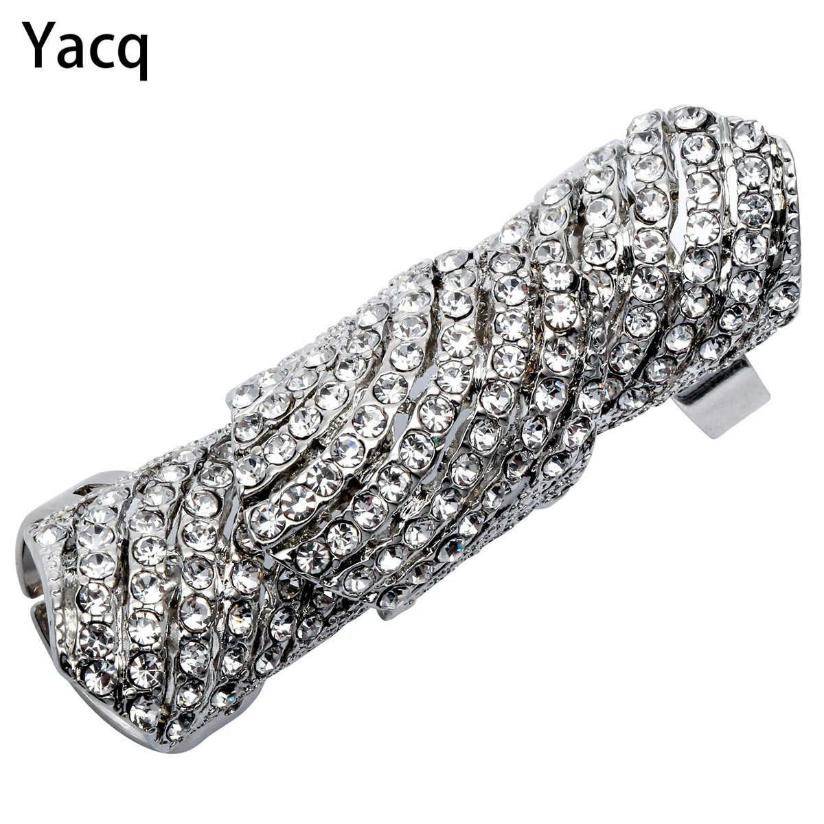 Yacq кольцо с двойным кольцом полный палец броня хрусталь панк ювелирные изделия