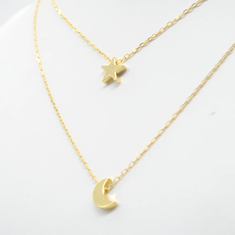Fashion Charm Women Moon and Star Pendant Necklace Silver / Rose Gold Collar Chain Necklaces New Jewelry FY*SS0158#C04 | Украшения и