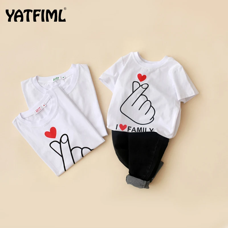 YATFIML семейный образ одежда для мамы и дочери футболка мальчиков девочек летняя