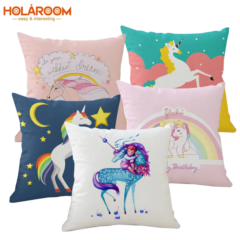 

Throw Pillowcase Unicorn Pattern Cushion Cover Home Sofa Car Seat Decorations Unicorn Printed Pillowcases Twill Cushion Cover