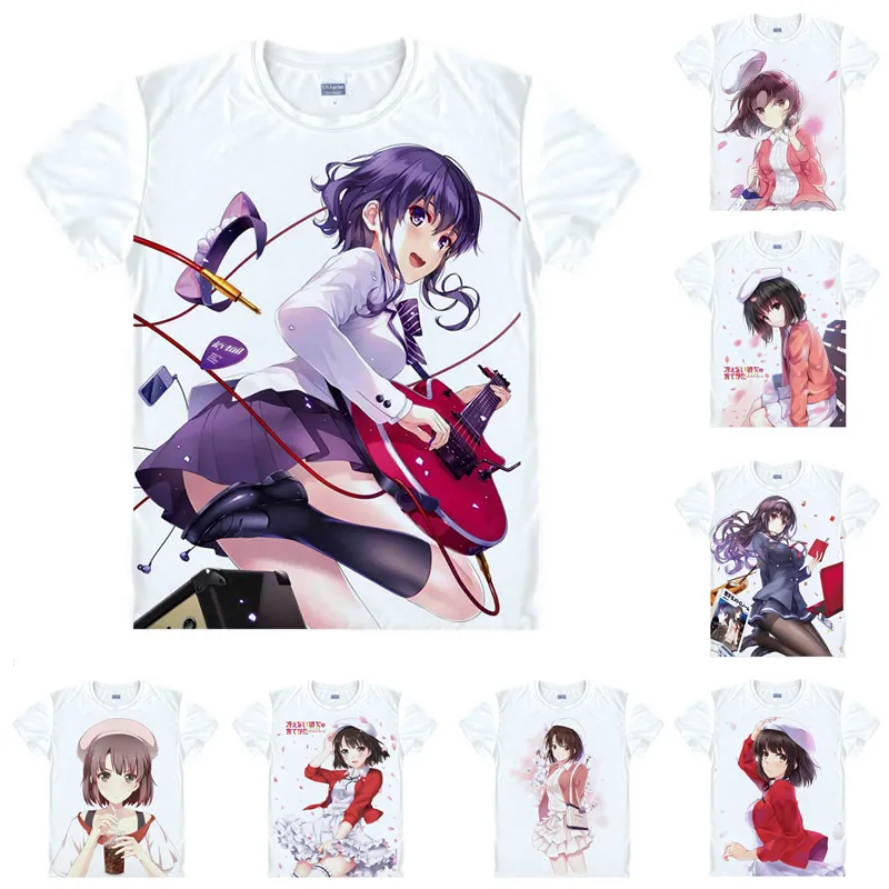 Аниме рубашка Coolprint футболки Saekano для скучной девушки в разных стилях с коротким