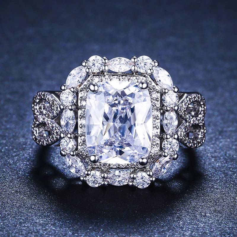 Горячая Распродажа посеребренные кольца для женщин квадратная фотография