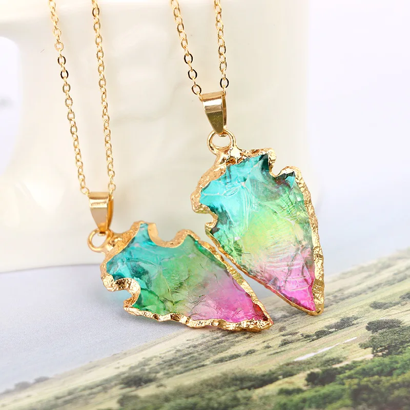 Ожерелье с подвеской из 100% натурального камня ожерелье нестандартные кварцевые