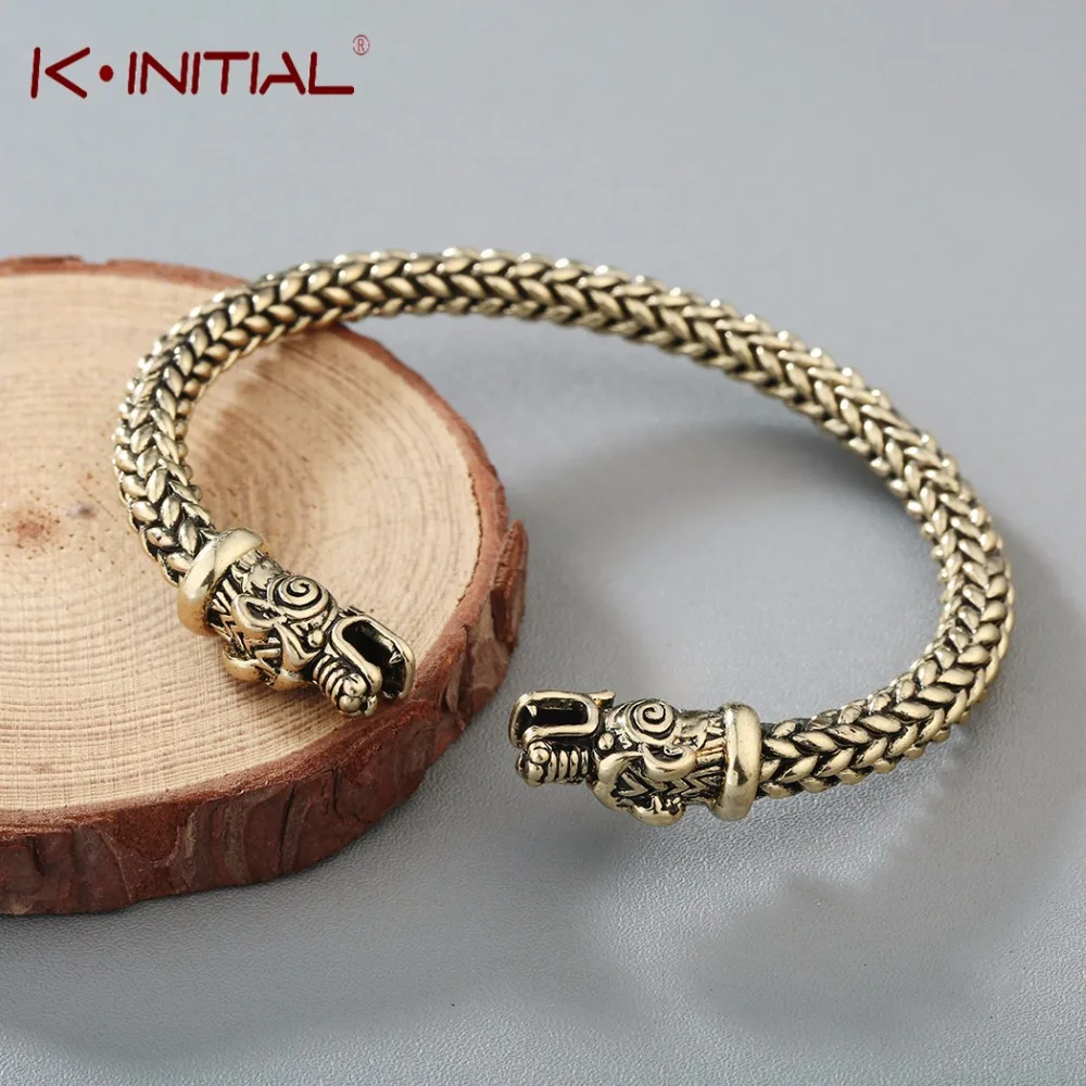 Браслет-Дракон Kinitial мужской/женский винтажный браслет из стальной проволоки в