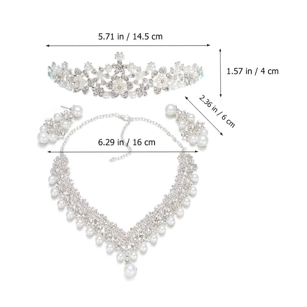 Свадебные жемчужные короны тиара цветок Стразы Кристалл ожерелье и серьги