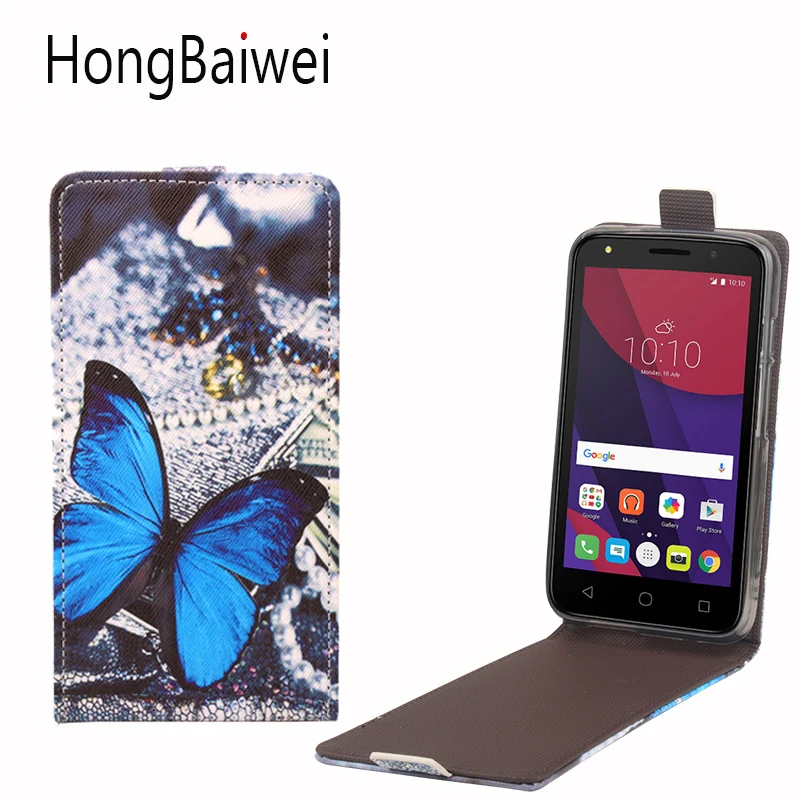 HongBaiwei для Alcatel One Touch Pixi 4 5045X случае девушки бабочки Вертикальный кожаный чехол