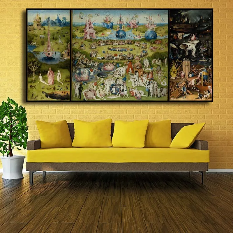 33 Сад земного восхищения и преисподней от Hieronymus Bosch, Картина на холсте, настенные художественные картины для гостиной, Куадрос, домашний декор - Цвет: 33