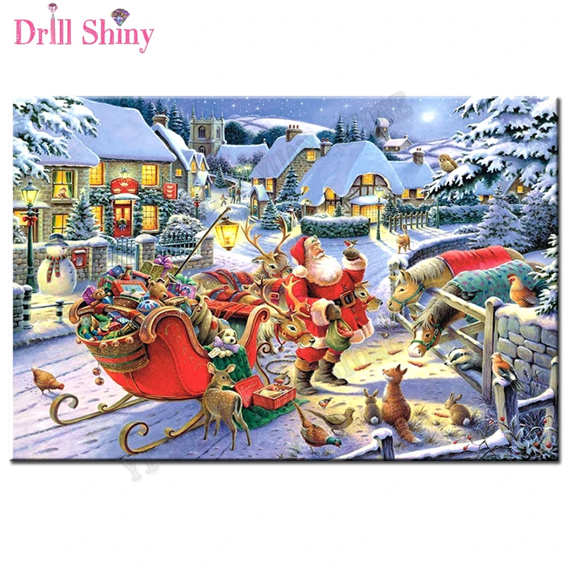 Новая 5D Рождественская алмазная живопись "Рождество" набор для вышивки крестом в полной квадратной вышивке мозаики на стену Подарок.