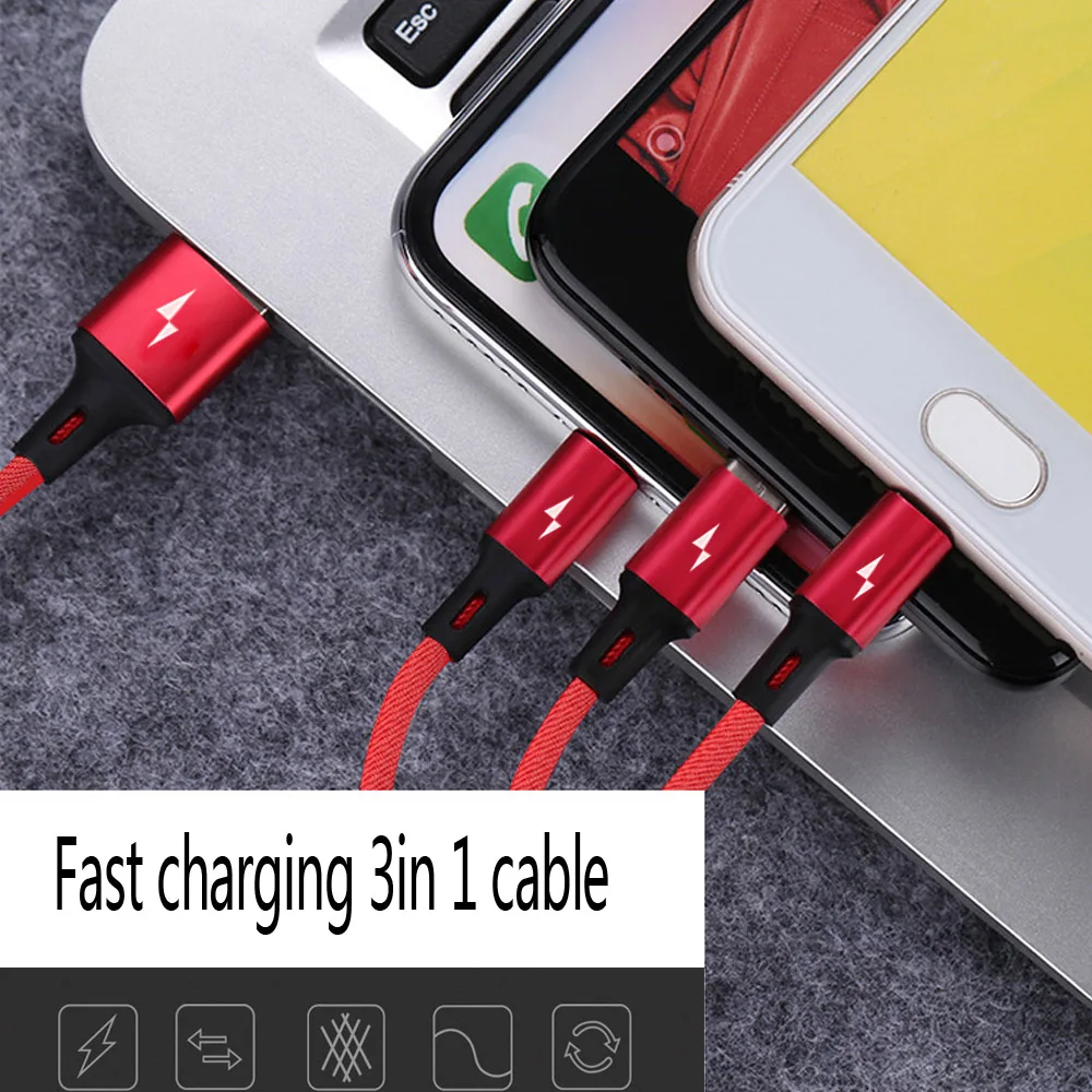 Usb кабель 3 в 1 для samsung xiaomi iPhone XS Max XR X 8 P зарядное устройство Micro мобильного