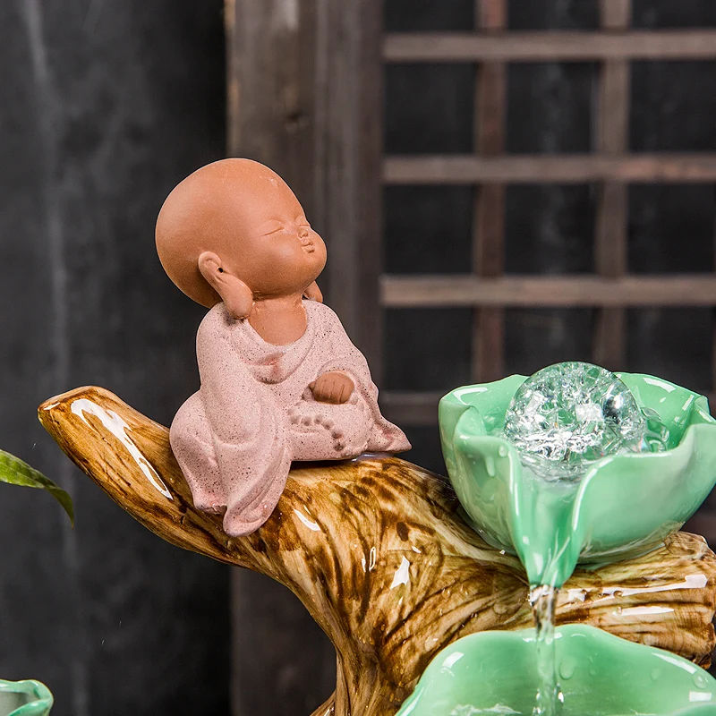 110/220 в Zen Прекрасный маленький монах керамический фонтан для воды аквариум