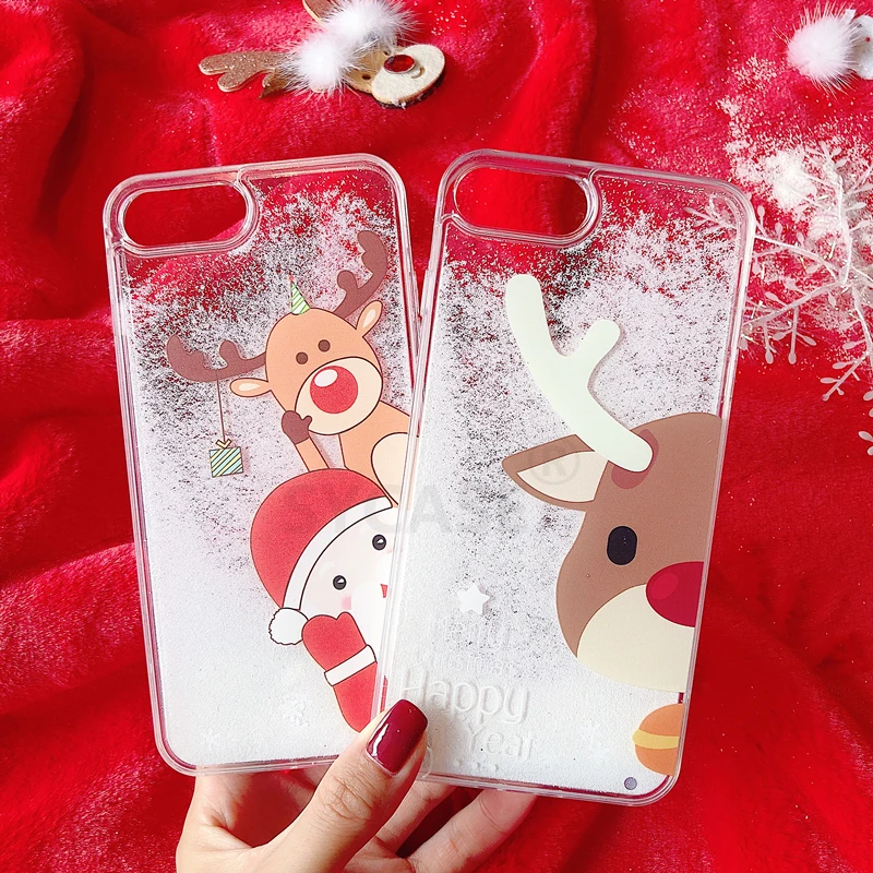SYCASE Christmas quicksand case For iPhone 7 8 Plus 6 6s Case X Xr Xs Max Flash Powder Transparent Cartoon Cover |
