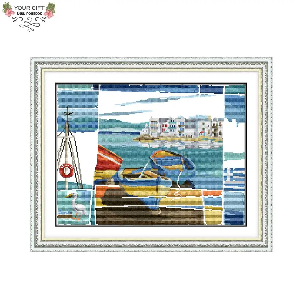 

Your Gift F936 14CT 11CT Counted and Stamped Home Decor Seaside Scenery Needlework Needlepoint Embroidery DIY Cross Stitch kits