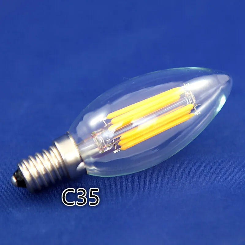 16 шт./лот светодиодная лампа E14 нить из стекла корпус COB кукуруза Blub 110В/220В 2 Вт 4 6 в