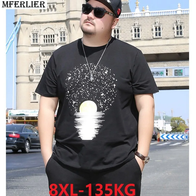 Мужские уличные футболки с коротким рукавом летние большие размеры 6XL 7XL 8XL черные