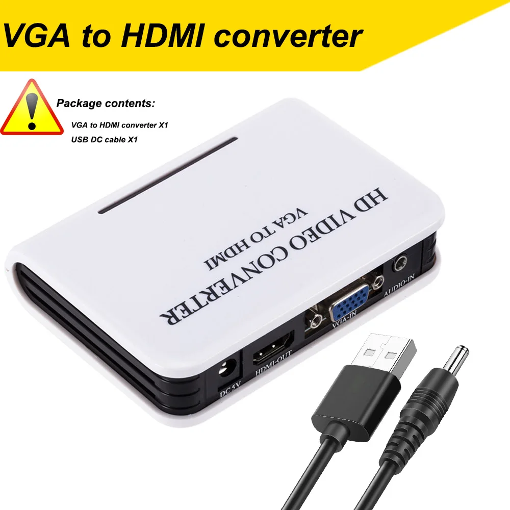 Белый VGA к HDMI аудио конвертер Женский к женскому VGA в HDMI выход для ПК ноутбука к HDTV монитору - Цвет: Белый