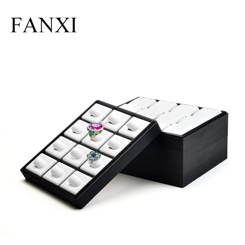 Fanxi палец кольцо Дисплей лоток серьги уха шпильки черный и белый Органайзер Expositor