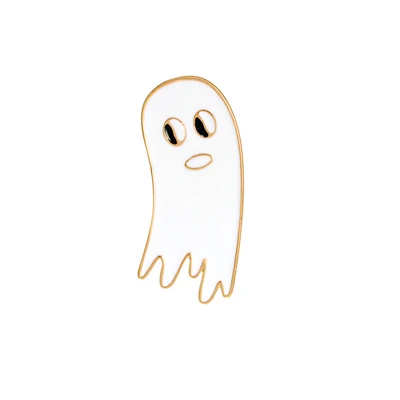 white ghost 1 шт мультфильм попугай Черный кот металлический значок брошки пуговицы заколки джинсовая куртка булавка ювелирные изделия бейдж-украшения для одежды нагрудные булавки - Цвет: white ghost