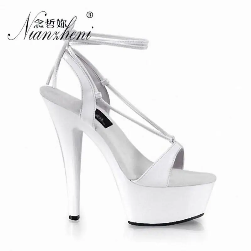 

2019 Summer Women's Sandals 15cm Cheap Quality White Dance 6 Inch Sexy High Heel Shoes Elegant Formal Dress Sandals