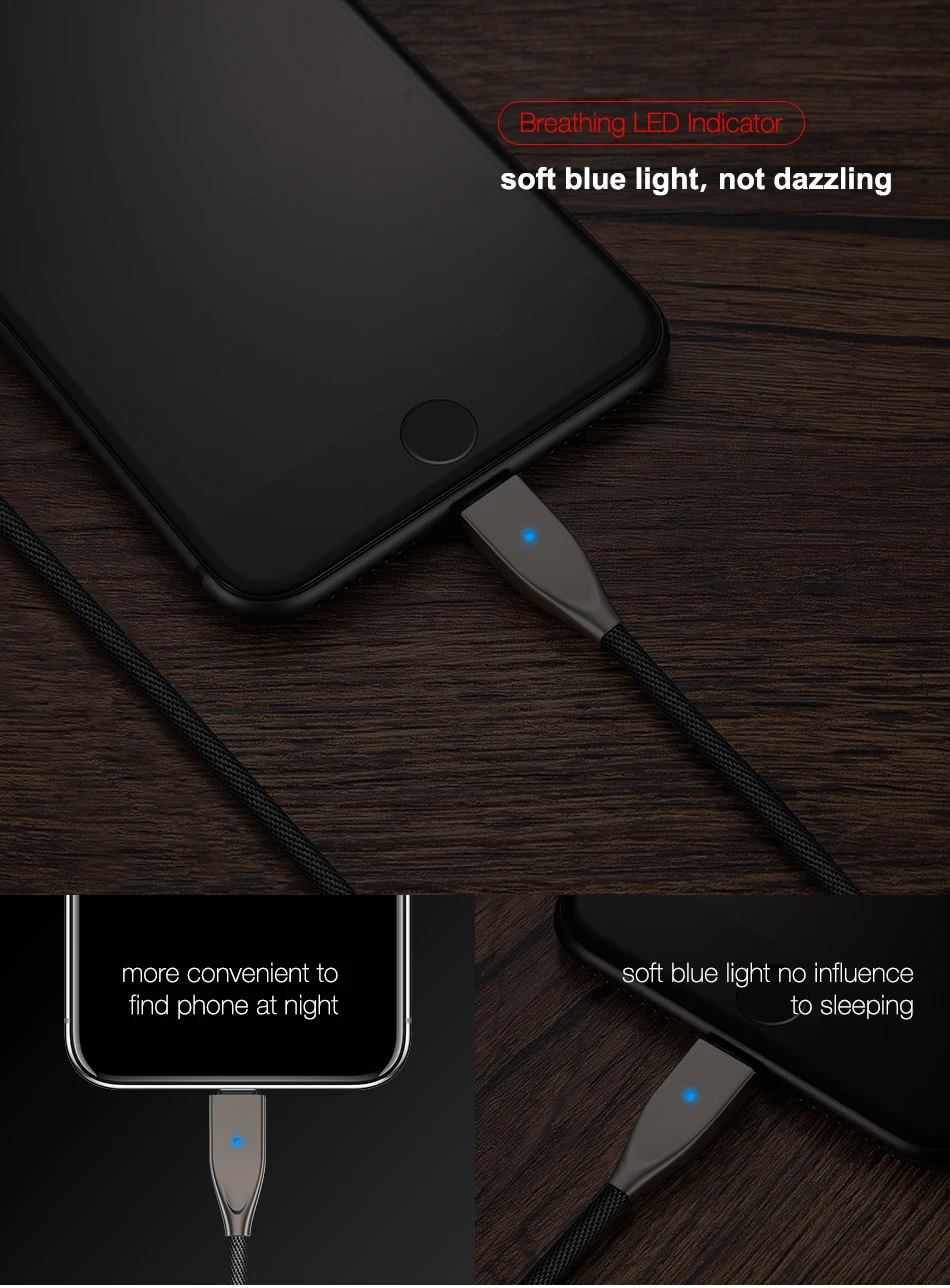 FLOVEME USB кабель из цинкового сплава для iPhone XS Max XR X 7 8 Plus 6 кабель для быстрой зарядки для iPad iPhone 6 6S светодиодный кабель для передачи данных
