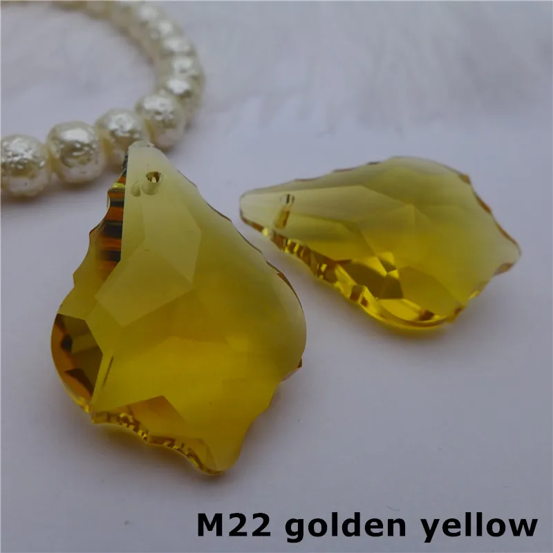 M22 golden yellow 22 мм/38 мм в Форме Кленового Листа, хрустальные подвески, люстра, стеклянные призмы, сделай сам, лампа, занавеска, аксессуары, защита от солнца, ювелирные изделия, Висячие капли - Цвет: M22 golden yellow