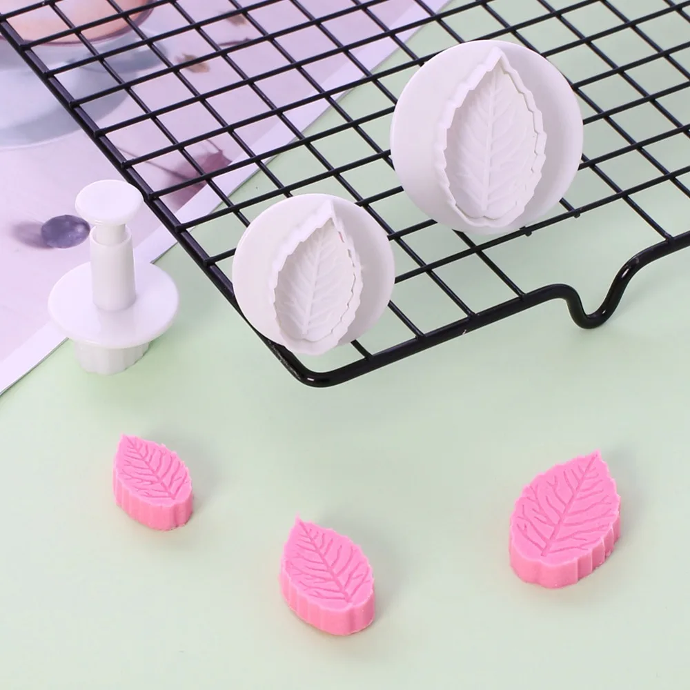 Facemile 3 шт. помадка Роза Форма «листья» торт резак Печенье Sugarcraft Кондитерские инструменты для украшения торта инструменты для выпечки «сделай сам» торт резаки 01067