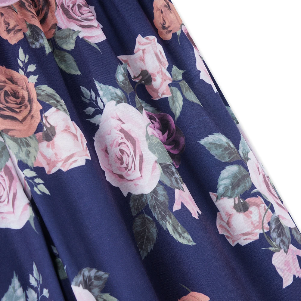Весенняя повседневная женская пижама с цветочным принтом эластичной завязкой на