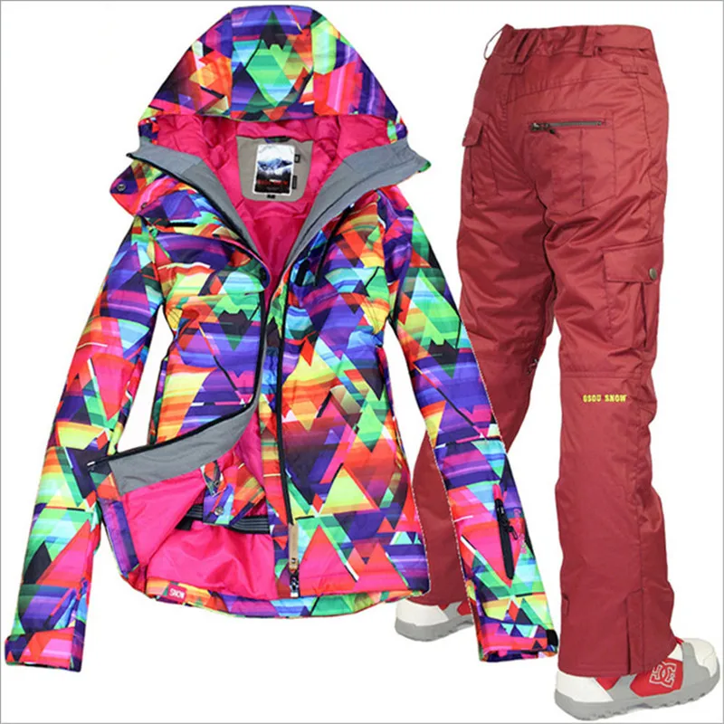 GSOU SNOW Brand лыжный костюм женские лыжные куртки брюки непромокаемые