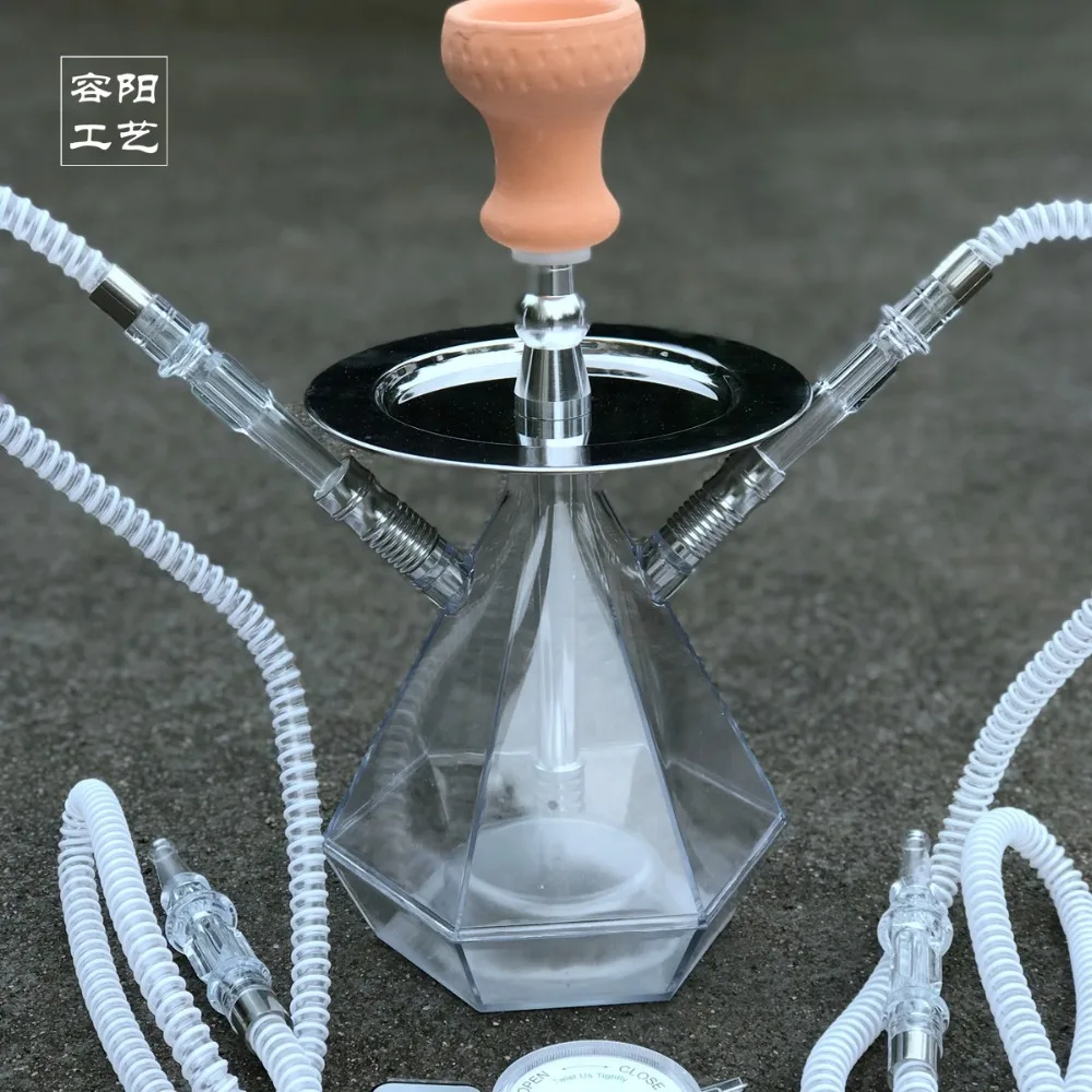 

High grade Acrylic narguile 20x20x30 cm hookah set Transparent shisha complete ceramic smoking bowl chicha water pipe hose
