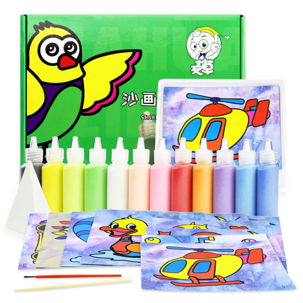 12 шт./лот Детские DIY игрушки для рисования песком детские наборы пузырьковый
