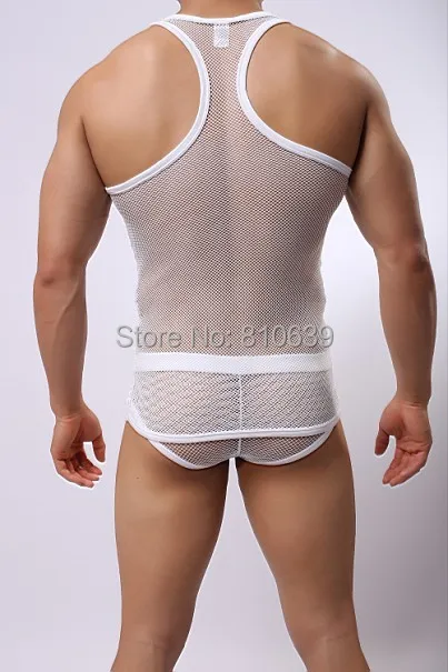 Sexy Mens Fishnet See-Through Tank Top Sleeveless T-Shirt &quotTank-Top Only&quot Mesh Gay | Мужская одежда