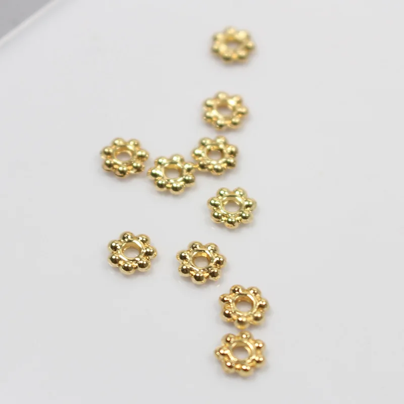 Плавающие разделительные бусины в форме снежинки золотого цвета для