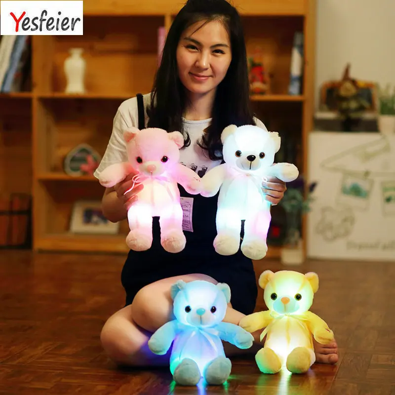

YESFEIER 32 см Красочный светящийся медведь плюшевая игрушка мигающий светильник ящийся Медведь кукла ребенок подарок на день рождения мягкие плюшевые детские игрушки